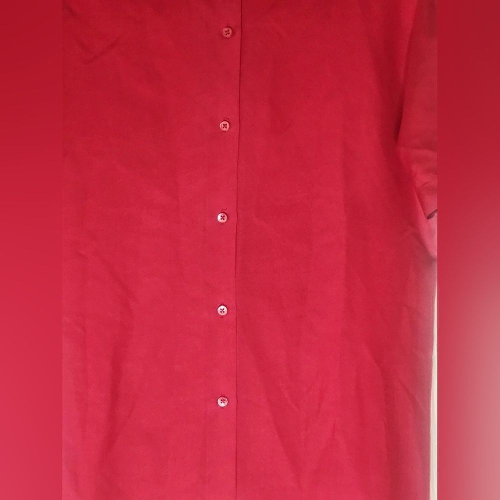 Vtg WTC 6 Red 100% SILK Shrtslvs Folds Buttons on the Back Women’s Top Blouse - Picture 10 of 10
